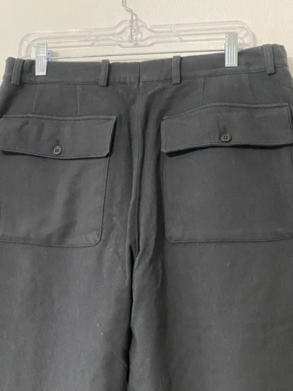 John Varvatos Wool Pants Flap Back Pockets Italy Off Black Size 50 IT